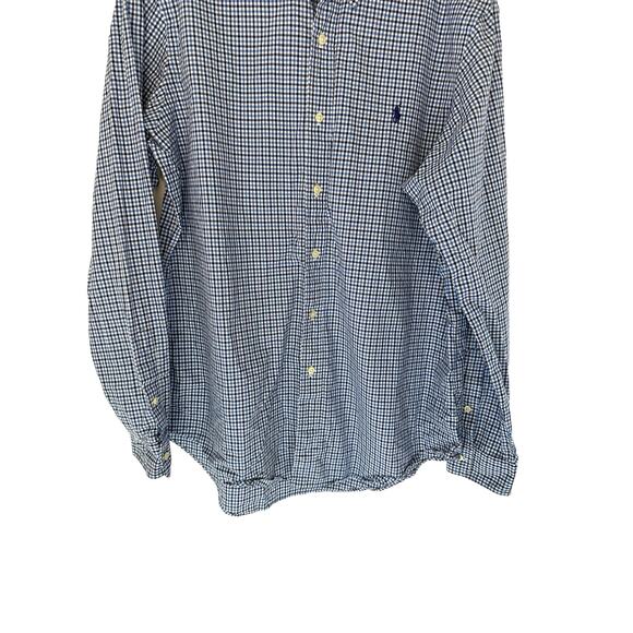Ralph Lauren‎ Men's Blue Plaid Cotton Long Sleeve Button Down Dress Shirt Large - Picture 4 of 12